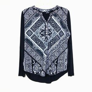 Via Milano! Black/White Patterned Long Sleeve Top